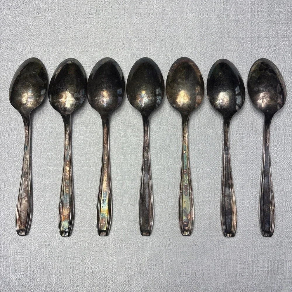7 Harmony House SERENADE Wallace Silver‎ Plate Soup Spoons Silverware